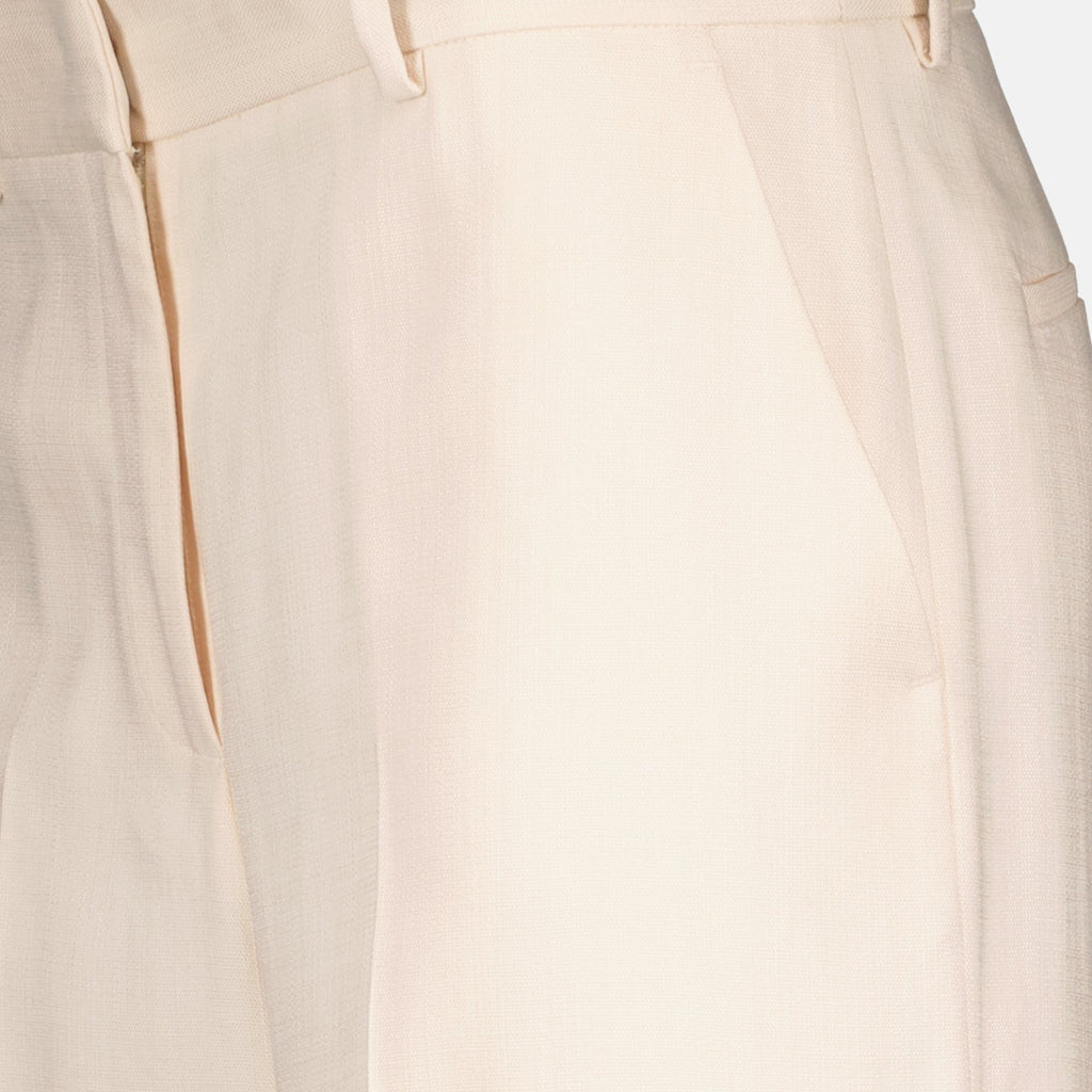 MSGM, beige viscose pants, women's luxury pants, straight-leg pants, high-end women's fashion