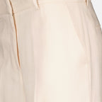 MSGM, beige viscose pants, women's luxury pants, straight-leg pants, high-end women's fashion