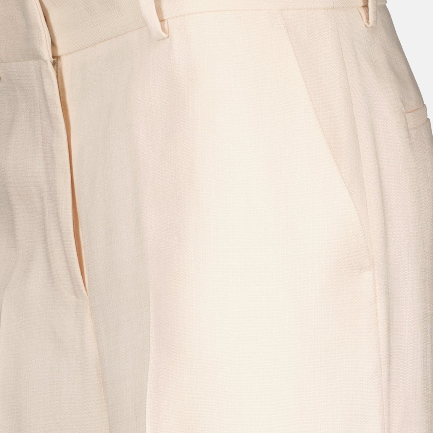 MSGM, beige viscose pants, women's luxury pants, straight-leg pants, high-end women's fashion