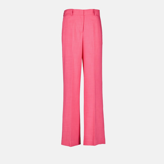 MSGM, Pink Viscose Trousers, Women's Luxury Pants, Straight-Leg Trousers, Elegant Women's Trousers