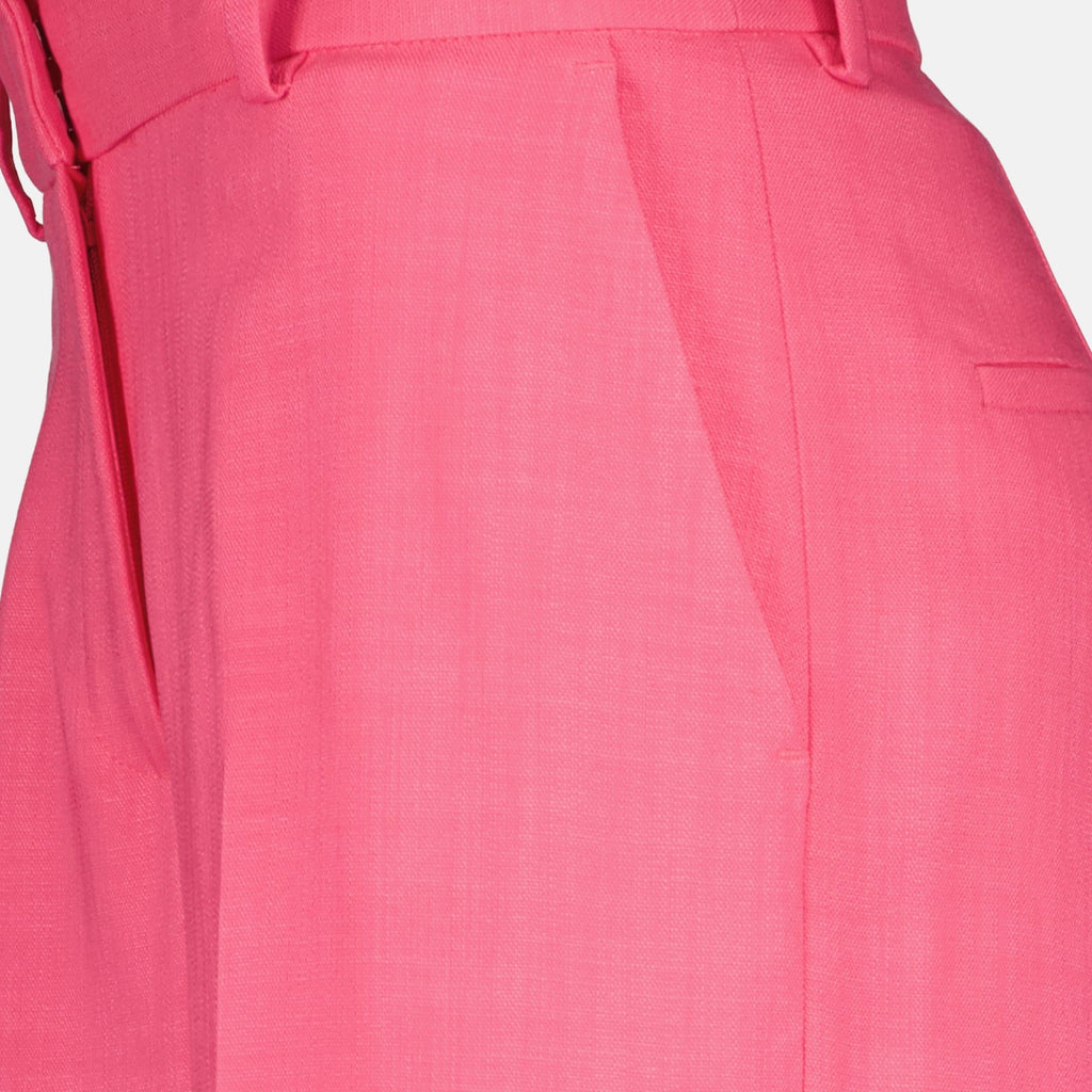 MSGM, Pink Viscose Trousers, Women's Luxury Pants, Straight-Leg Trousers, Elegant Women's Trousers