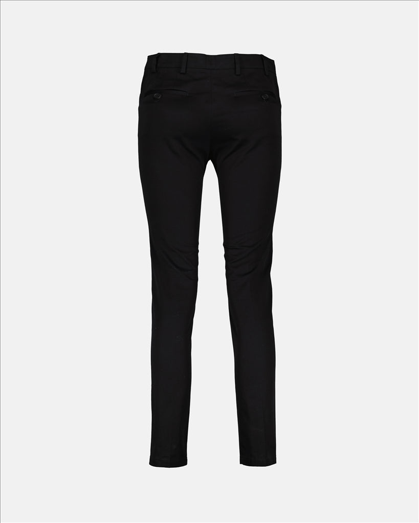 Black Gabardine Trousers, Women's Elegance, Cotton Trousers, Luxury Women's Pants, Linea Rossa