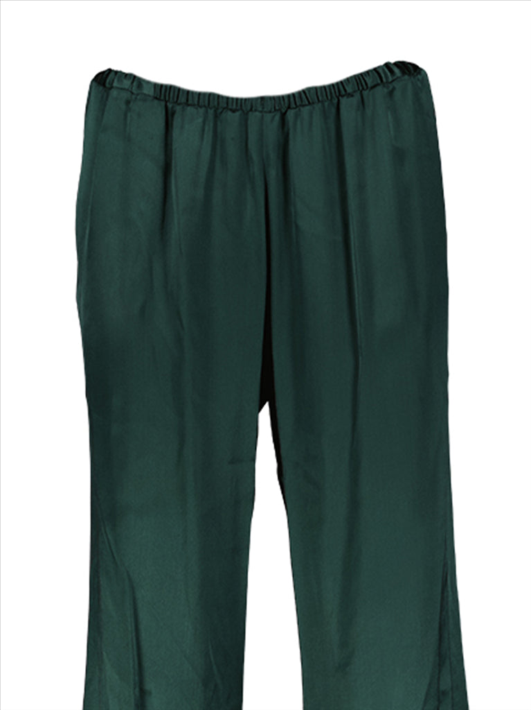 Flared Trousers, AMI Paris Women, Green Women's Trousers, Satin Viscose, Everyday Luxury