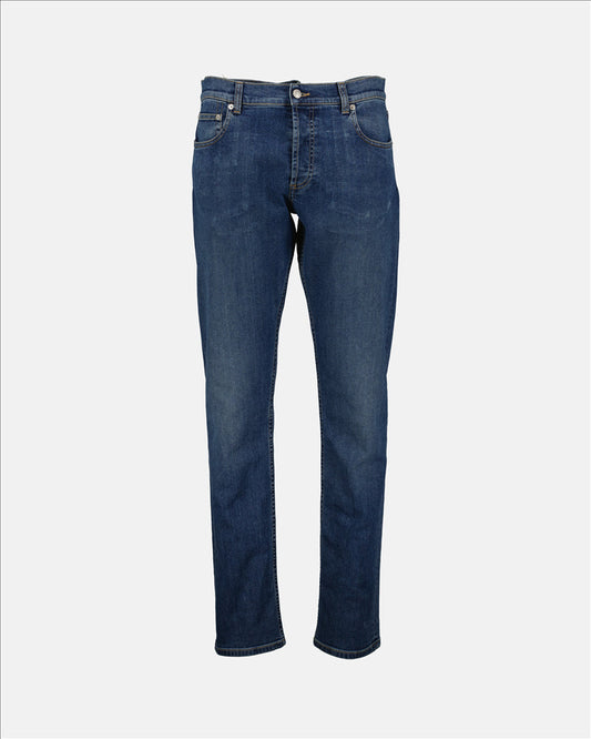 Blue jeans, Alexander McQueen trousers, luxury denim, men's fashion, high-end ready-to-wear