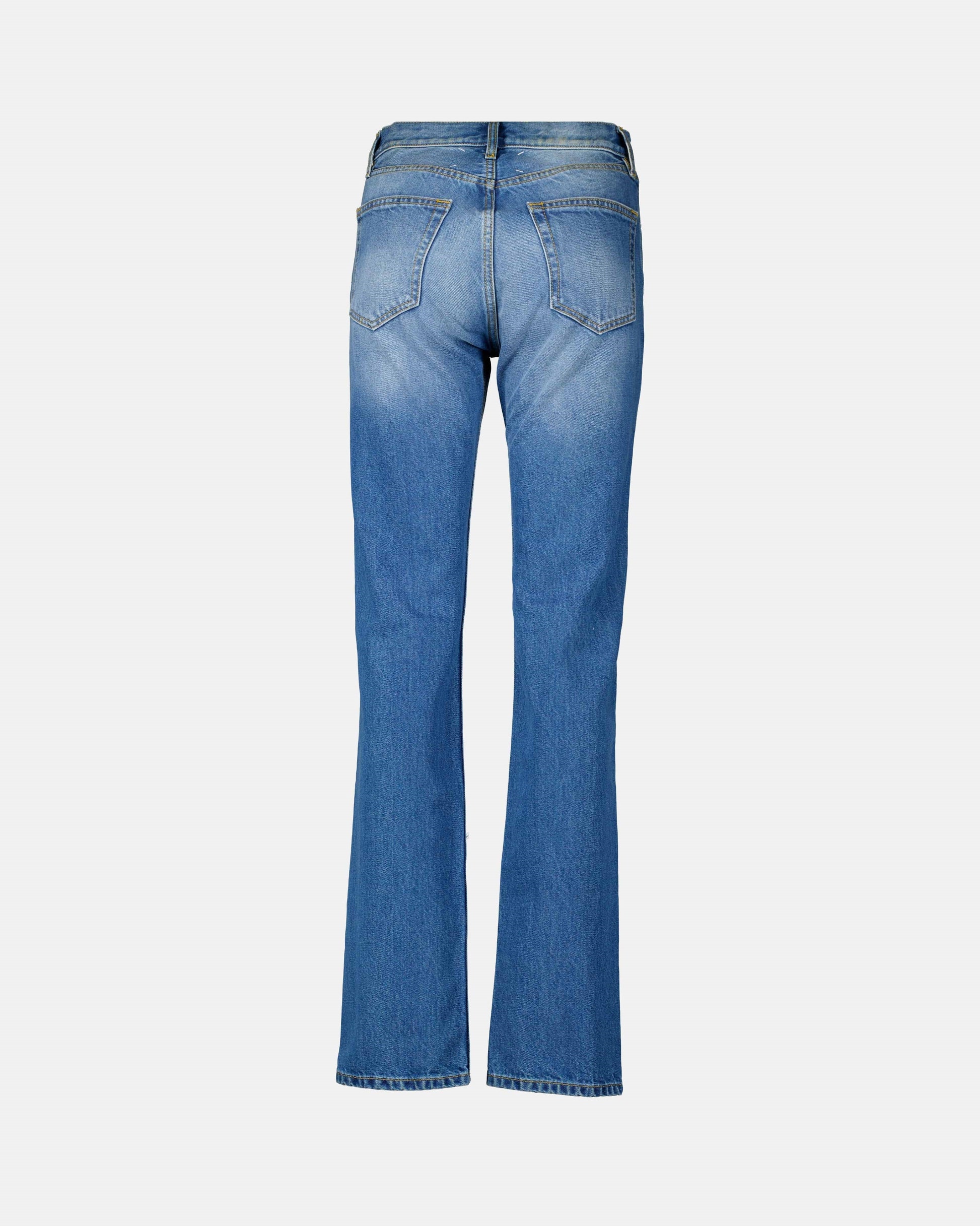 Denim jeans, faded blue, women, Maison Margiela, luxury