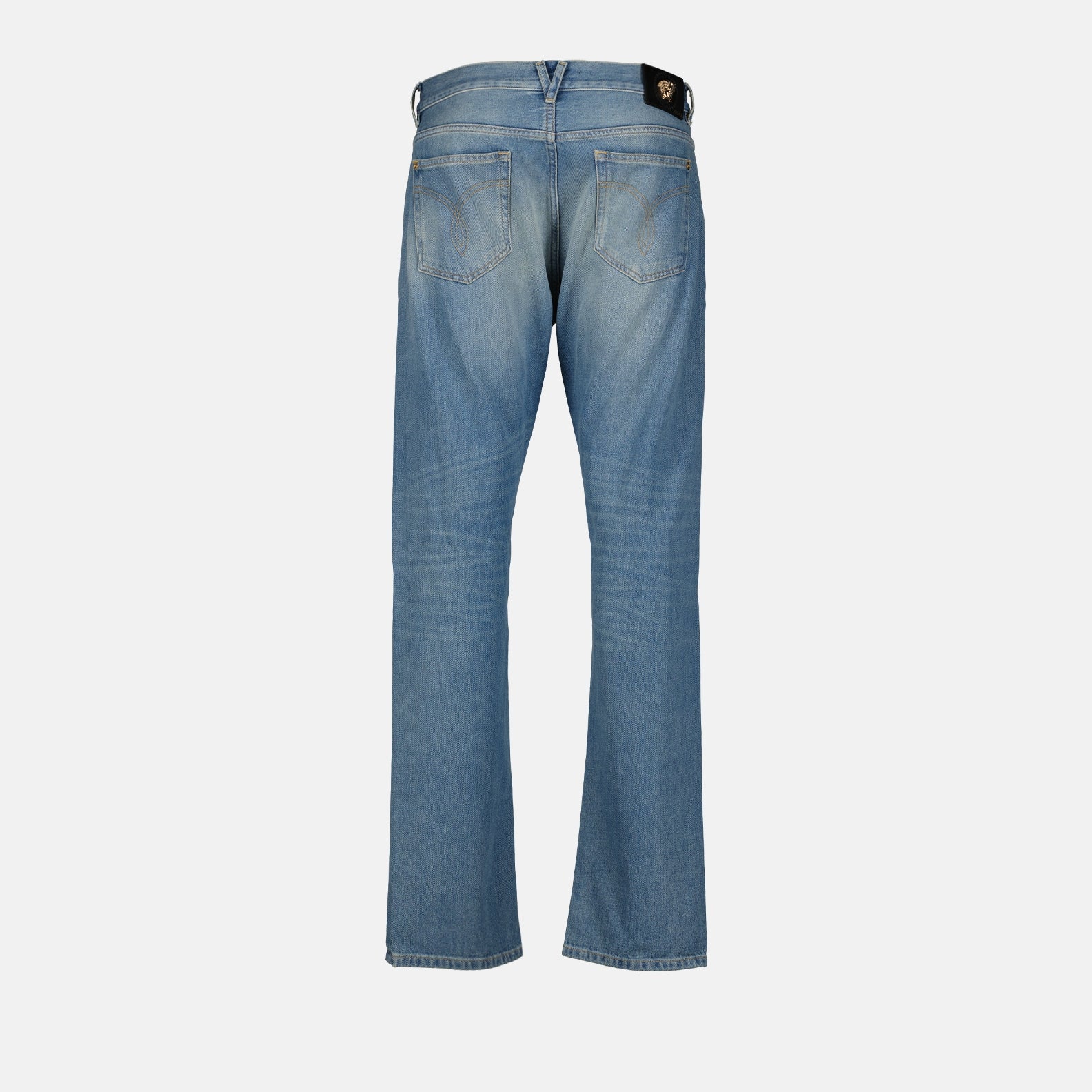 Versace men's jeans, luxury denim, light wash jeans, designer men's clothing, high-end fashion