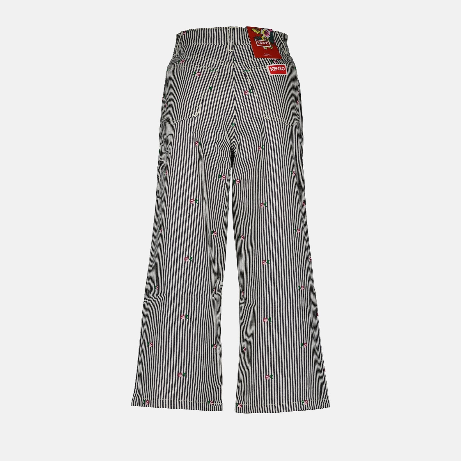 Kenzo, Grey Striped Denim Pants, Women's luxury fashion, Premium denim, Elegant casual wear