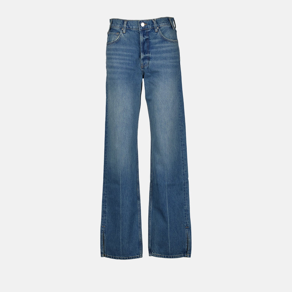 Anine Bing jeans, flared jeans, high-end denim, luxury casual wear, faded blue jeans