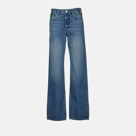 Anine Bing jeans, flared jeans, high-end denim, luxury casual wear, faded blue jeans