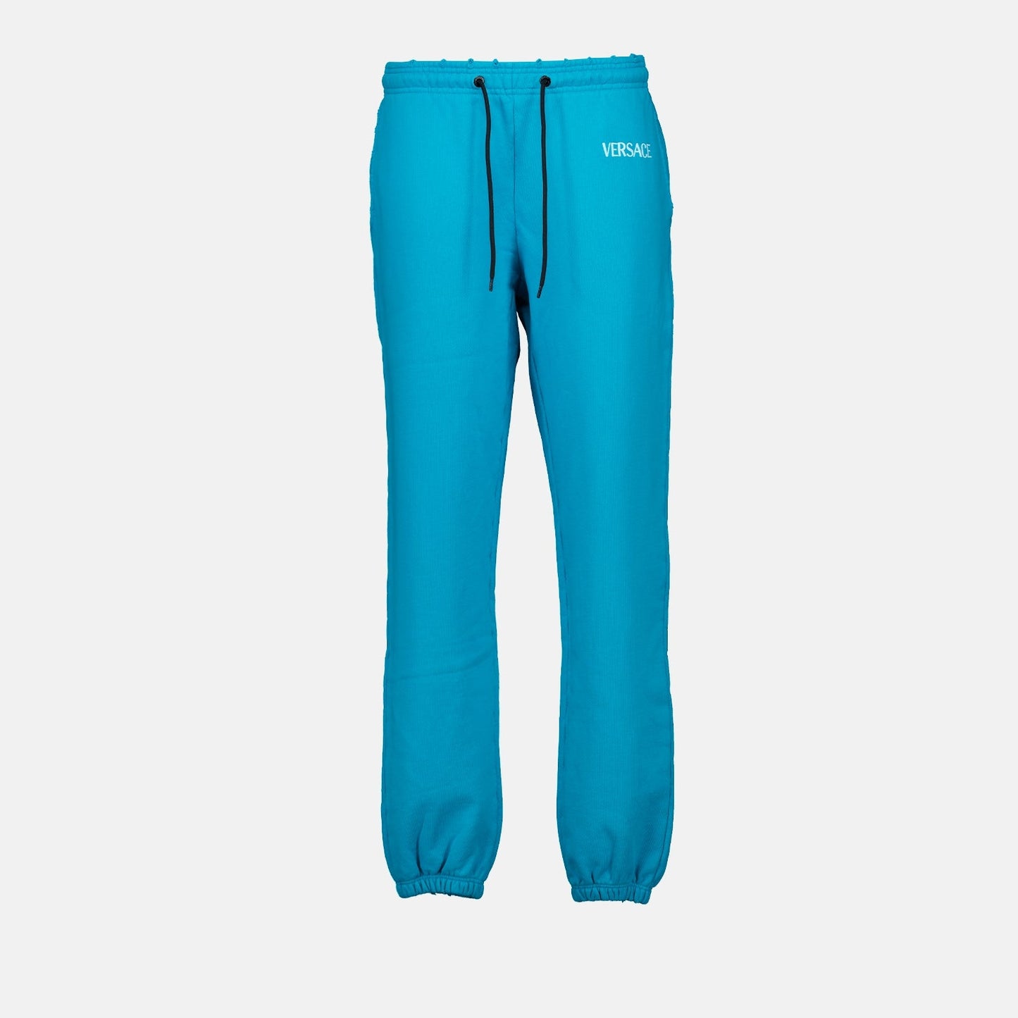 Versace, Blue Jogging Pants, Luxury Womenswear, Designer Jogging Pants, High-end Fashion