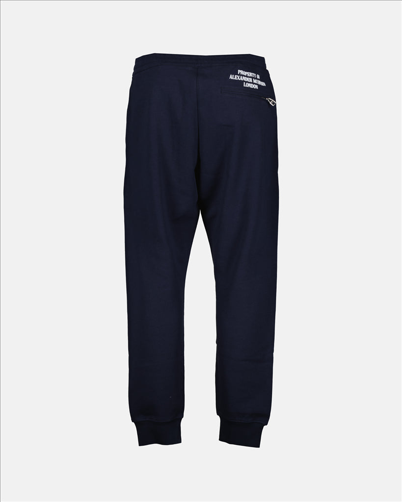 Alexander McQueen, luxury joggers, blue jogging pants, men's designer pants, printed joggers