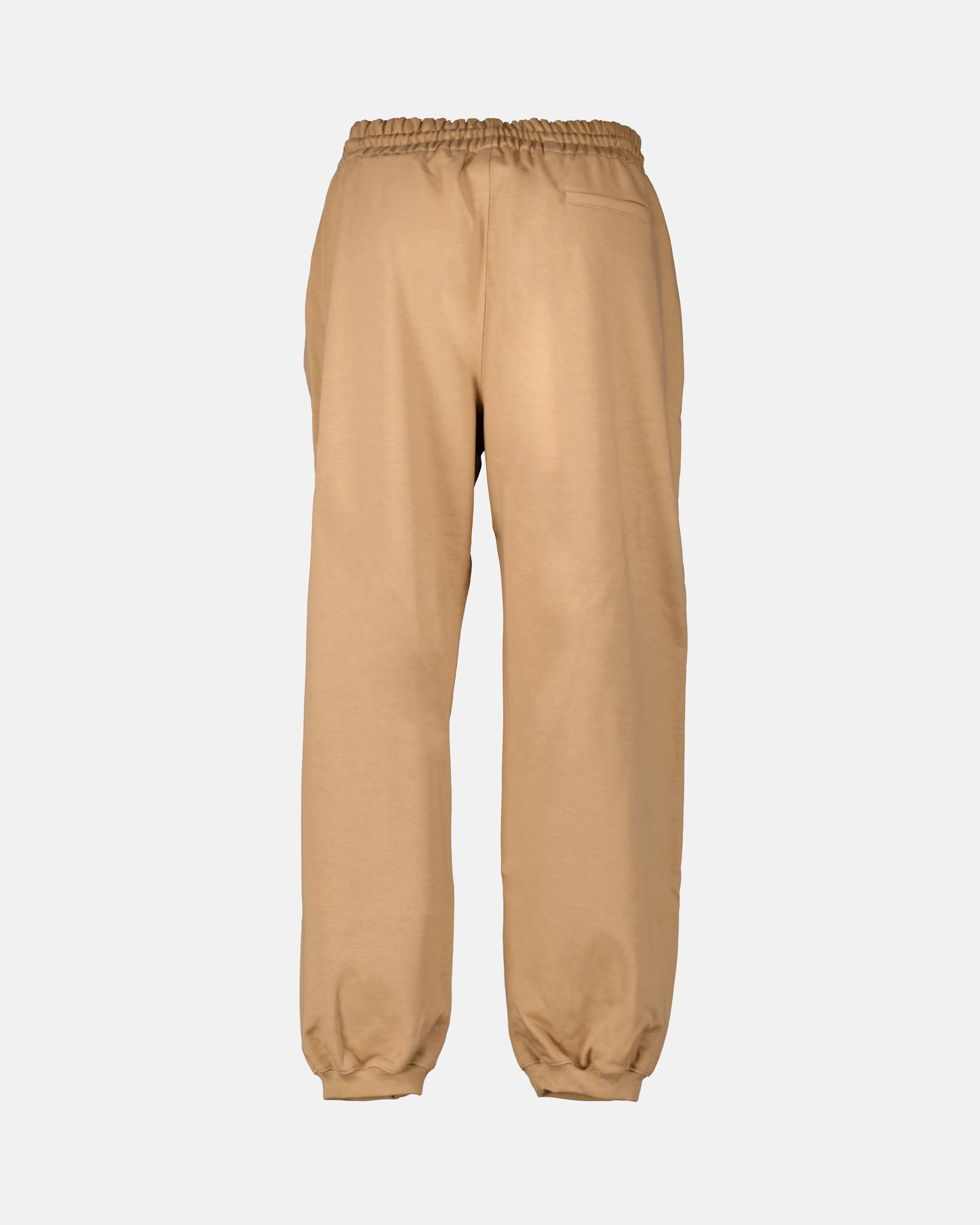 Women's jogging pants, elegant brown joggers, Off-White, casual luxury, fashion trend