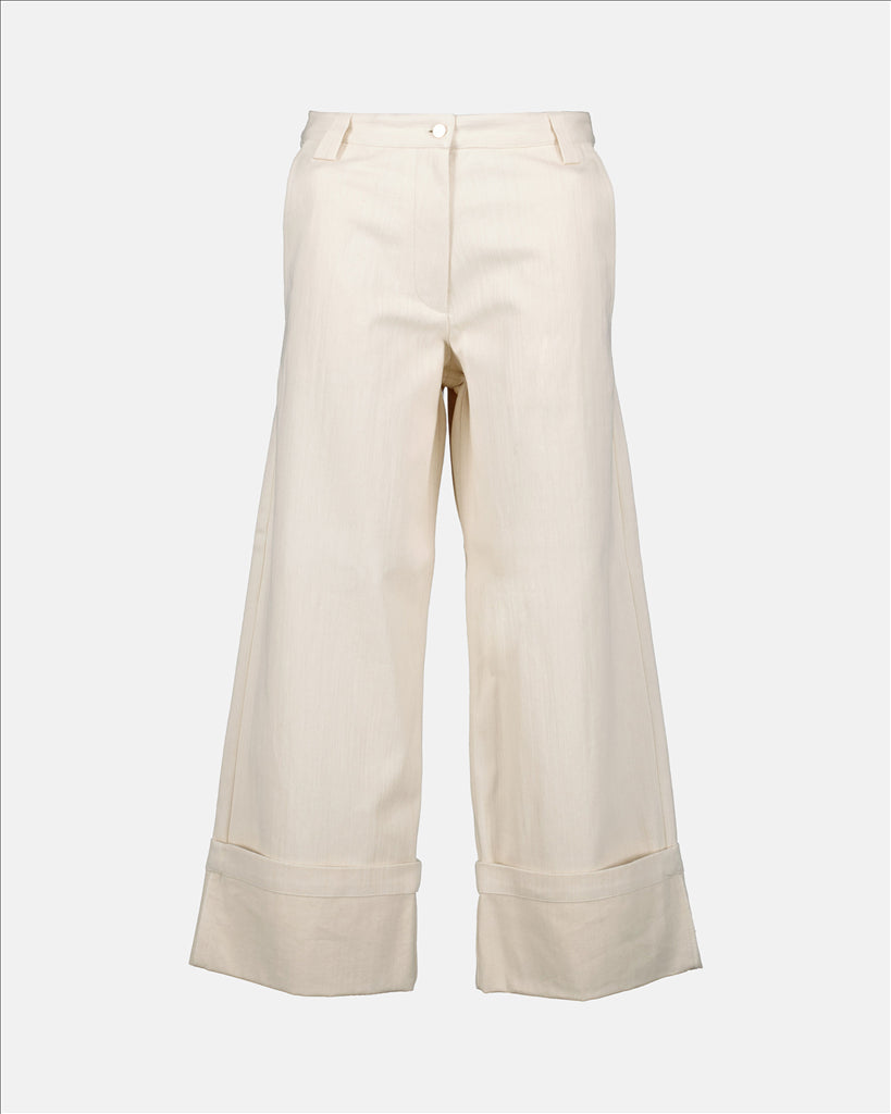 Beige Wide-Leg Pants, Palazzo Trousers, Moncler Genius, Luxury for Women, High-End Fashion