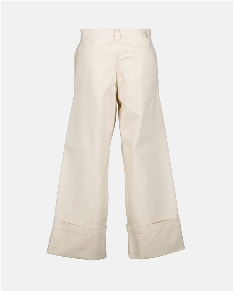 Beige Wide-Leg Pants, Palazzo Trousers, Moncler Genius, Luxury for Women, High-End Fashion