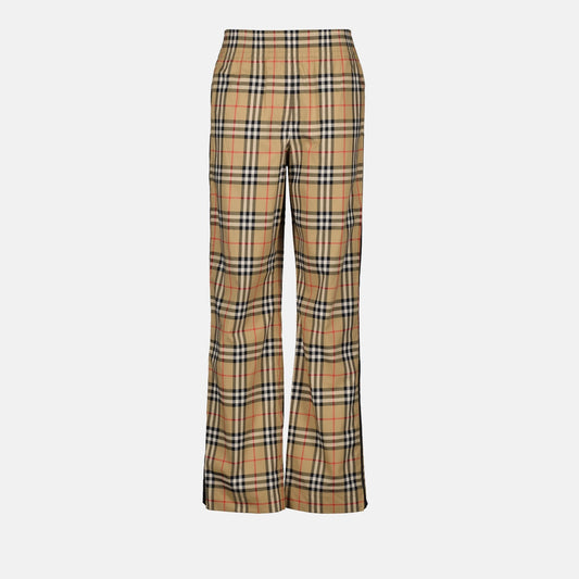 Burberry trousers, flared plaid trousers, luxury women's pants, high-end fashion, designer wear