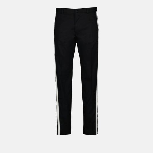 Dolce & Gabbana pants, black side stripe pants, luxury men's fashion, designer trousers, men's ready-to-wear