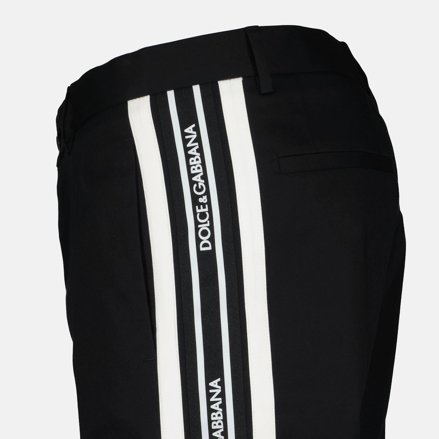 Dolce & Gabbana pants, black side stripe pants, luxury men's fashion, designer trousers, men's ready-to-wear