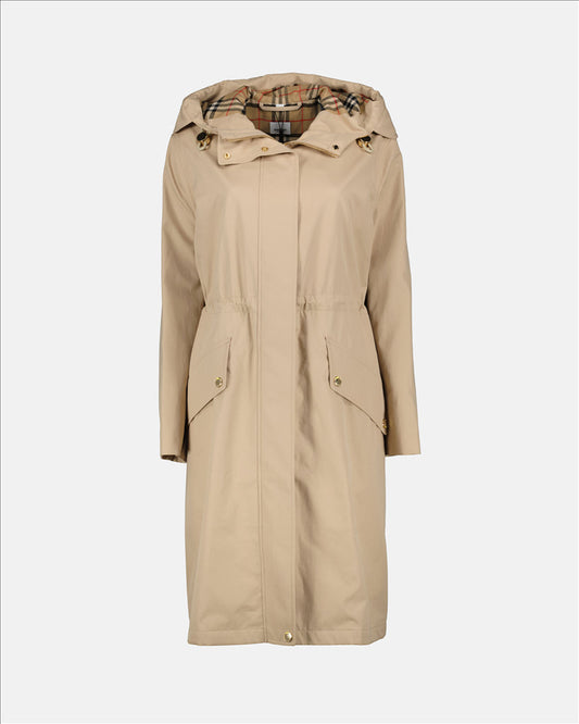 Burberry Women's Parka, Elegant Beige Parka, Luxury Cotton Coat, Burberry Women's Clothing, Chic Women's Parka