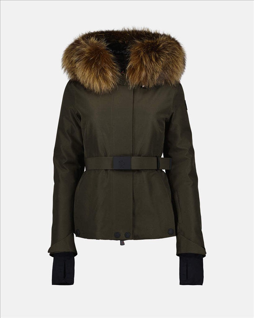 Kaki Women's Parka, Moncler Grenoble, Luxury Parka, High-End Clothing, Elegant Style