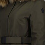 Kaki Women's Parka, Moncler Grenoble, Luxury Parka, High-End Clothing, Elegant Style