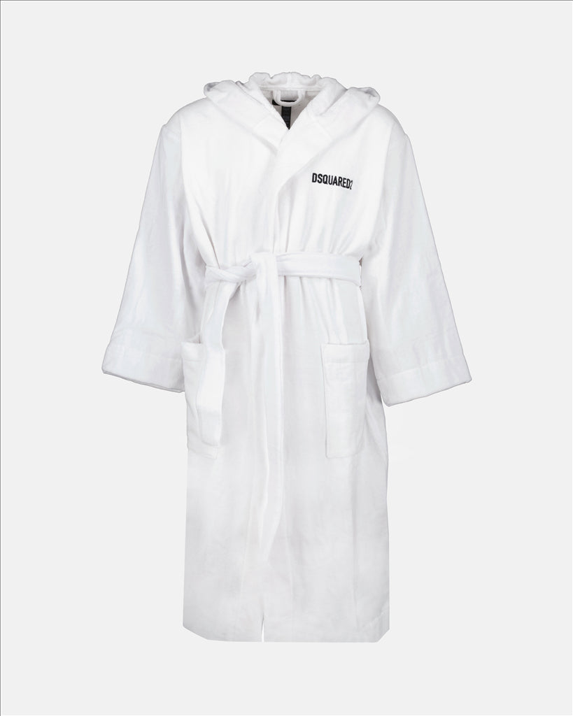 Dsquared2 robe, luxury men's robe, white robe, high-end loungewear, designer loungewear