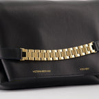 Victoria Beckham, Black Leather Pochette, Luxury Accessories, Chain Pochette, Designer Handbags