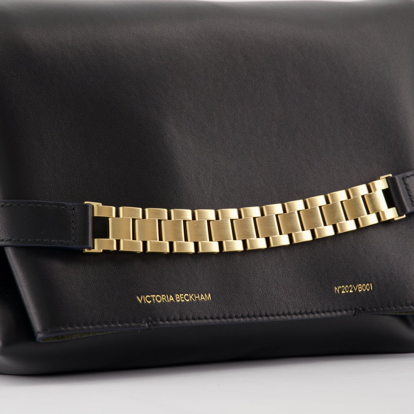 Victoria Beckham, Black Leather Pochette, Luxury Accessories, Chain Pochette, Designer Handbags