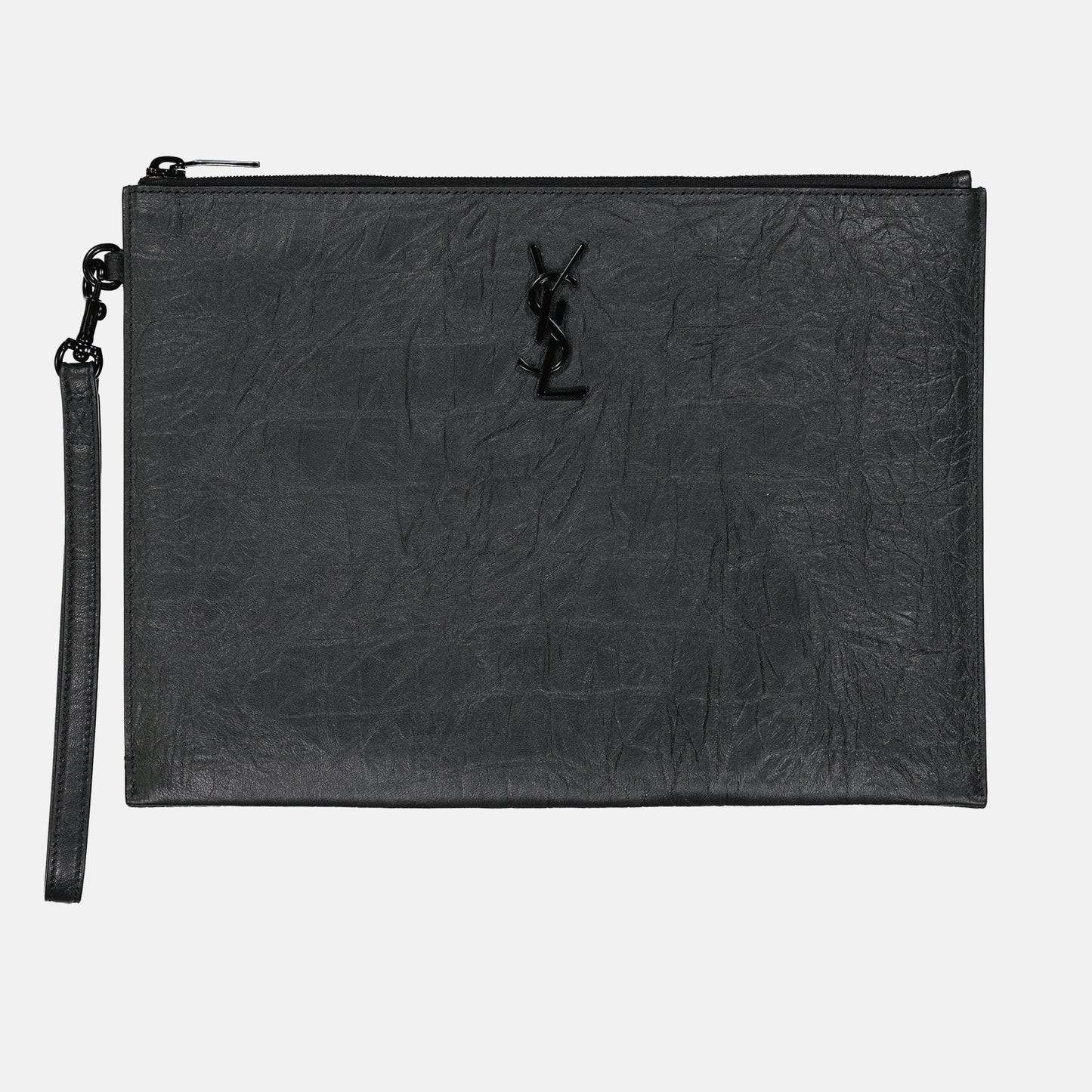 Saint Laurent Leather Pouch, YSL men's accessories, luxury leather pouch, designer leather pouches, high-end men’s fashion