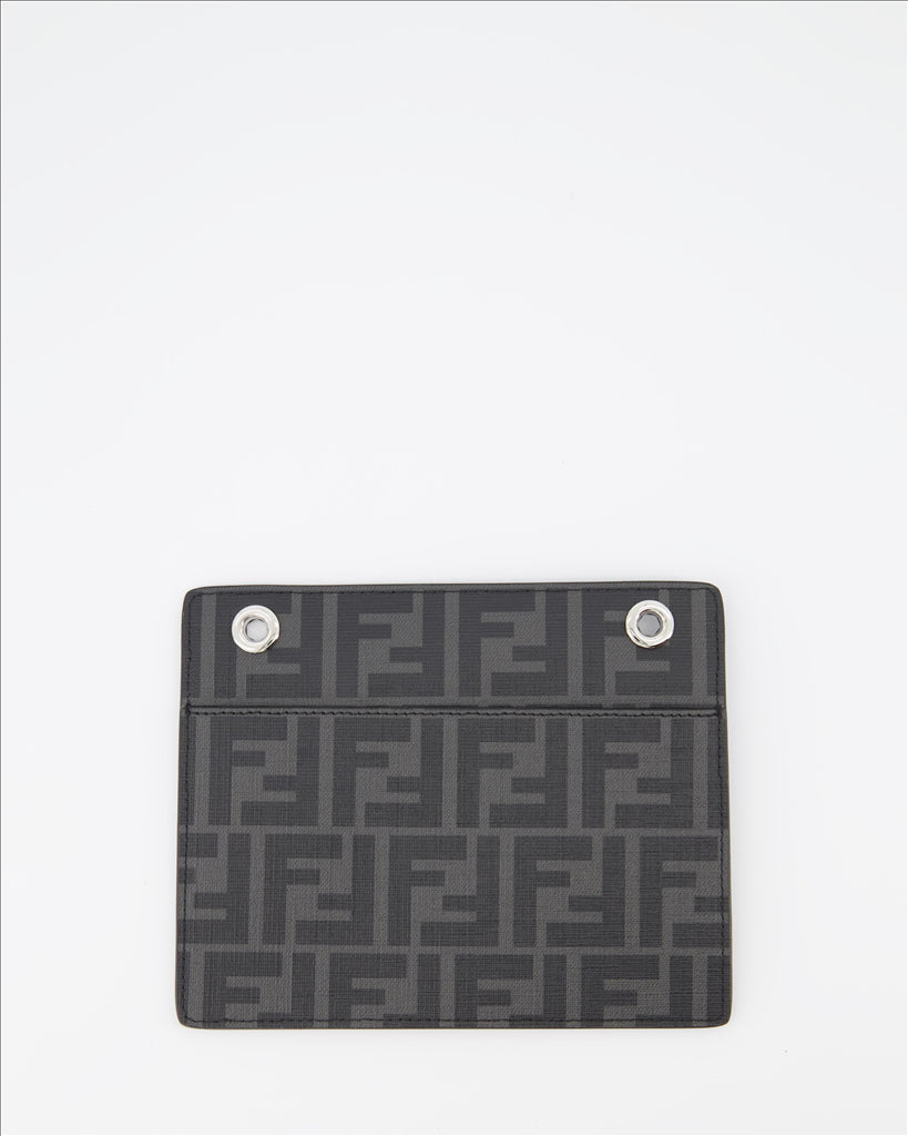 Fendi clutch, smooth black leather, unisex, luxury, FF monogram