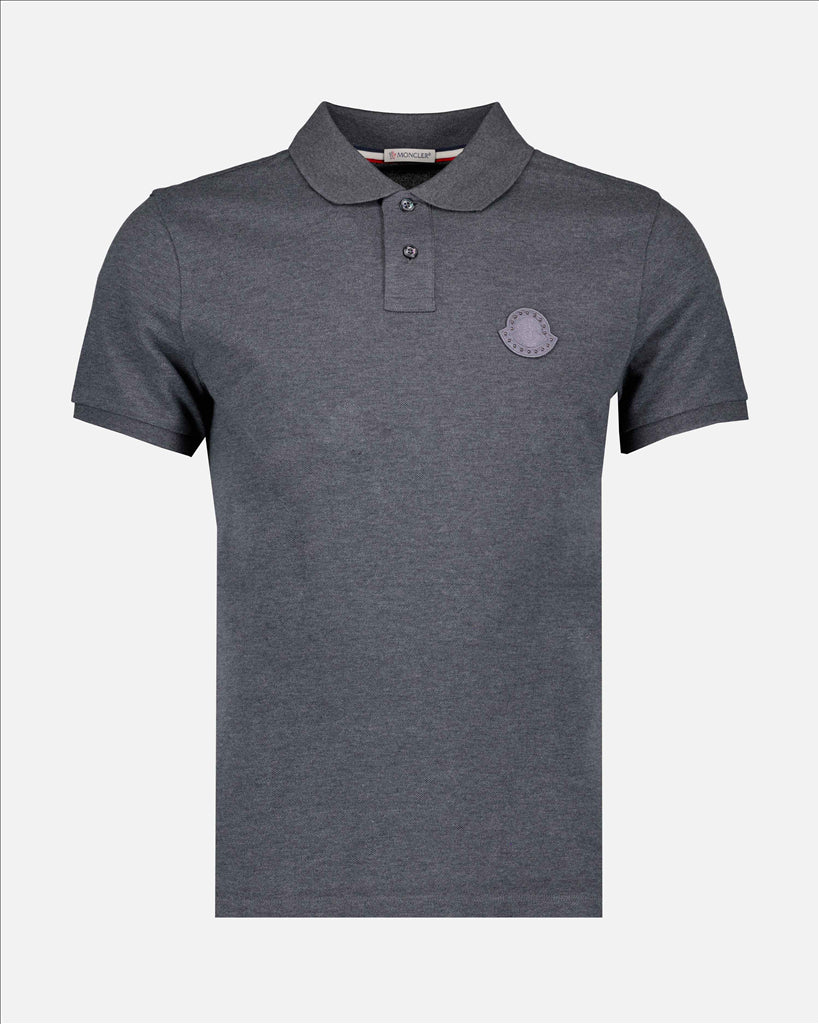 Moncler polo shirt, grey polo, luxury polo, men's designer polo, cotton piqué polo