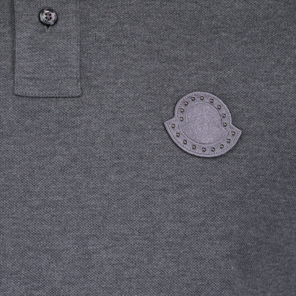 Moncler polo shirt, grey polo, luxury polo, men's designer polo, cotton piqué polo