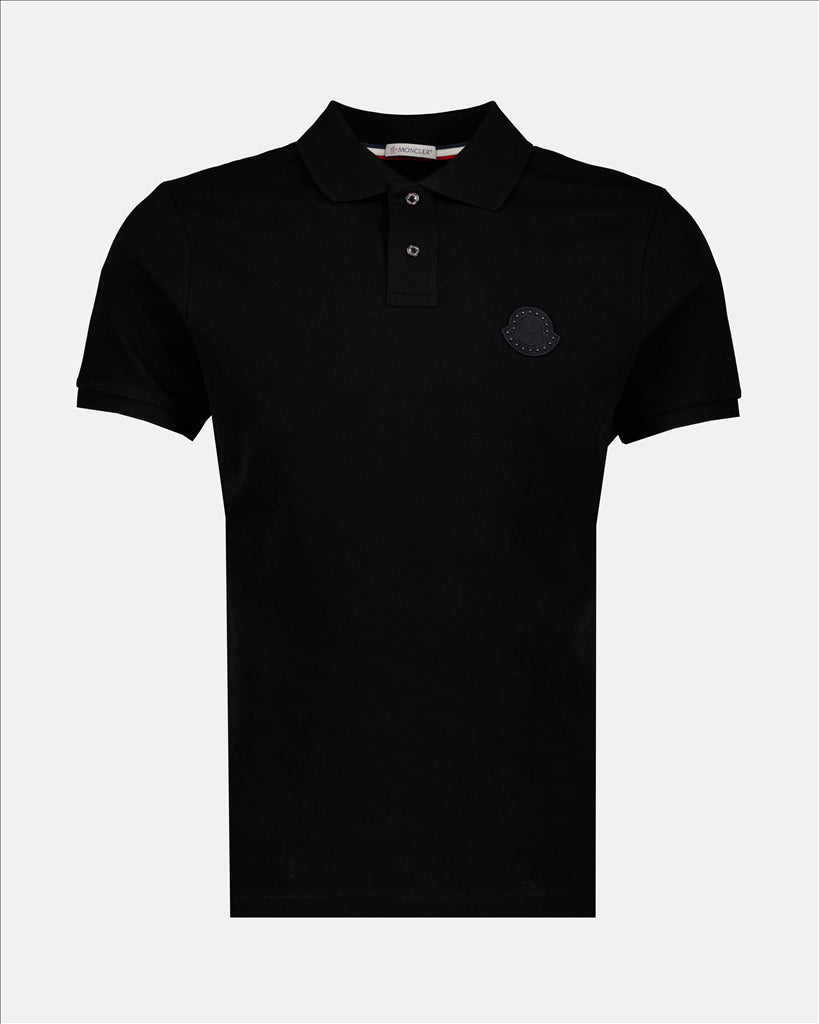 Moncler polo shirt, black polo shirt, luxury men's polo, cotton pique polo, designer polo shirt