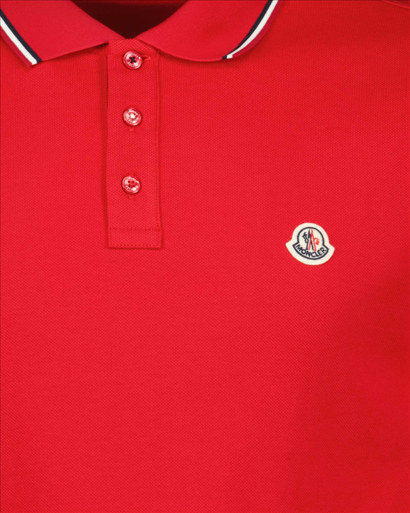 Red Moncler Polo, Luxury Polo, Men's High-End Apparel, Casual Chic Style, Moncler for Men