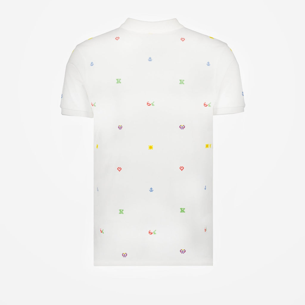 Kenzo Pixel Polo, luxury men's polo, white Kenzo shirt, designer polo, high-end men's fashion