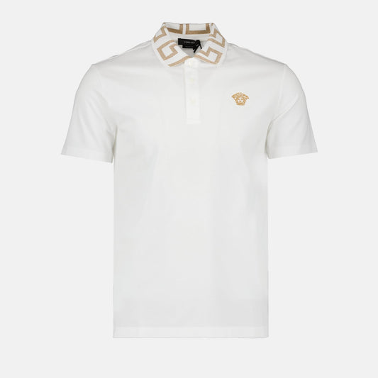 Versace Medusa Polo, White Polo Shirt, Men's Luxury Polo, Medusa Greca Design, High-end Men's Fashion