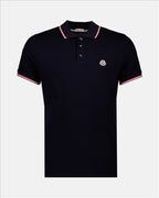 Men's Blue Polo, Moncler Polo, Felt Logo Polo, Piqué Cotton Polo, Elegant Men's Polo