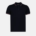 Men's Blue Polo, Moncler, Piqué Cotton, Luxury, Elegant Style