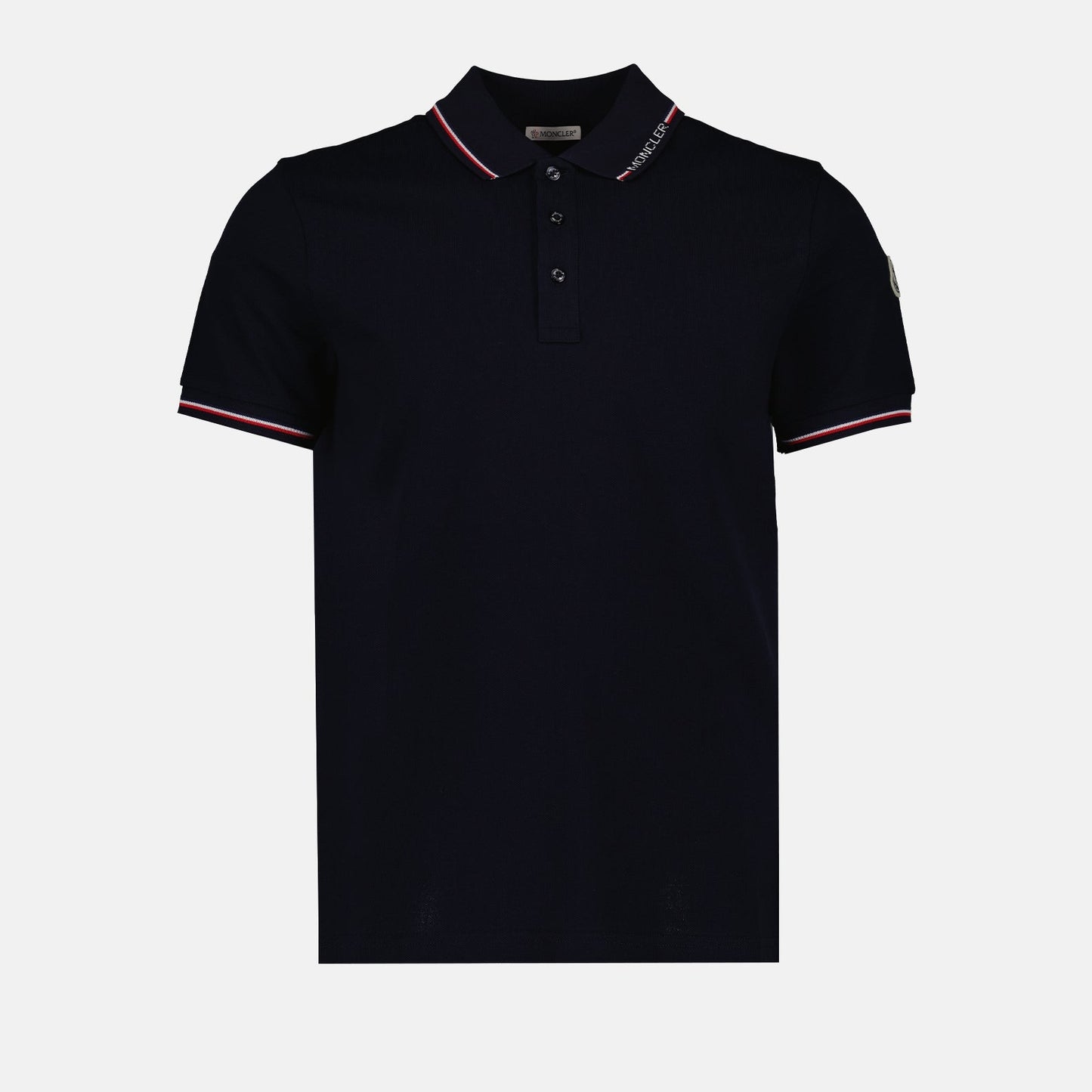 Men's Blue Polo, Moncler, Piqué Cotton, Luxury, Elegant Style