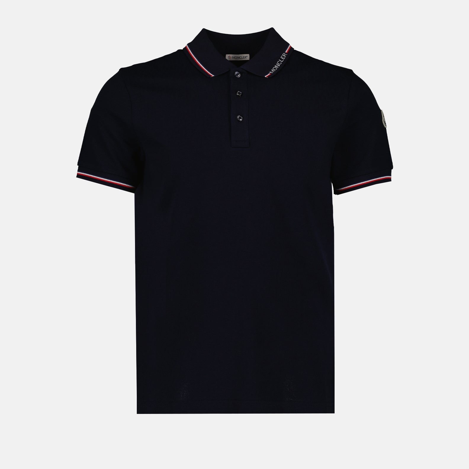 Men's Blue Polo, Moncler, Piqué Cotton, Luxury, Elegant Style