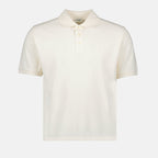 Saint Laurent, Polo Cassandre, cotton piqué polo, luxury men wear, white polo shirt
