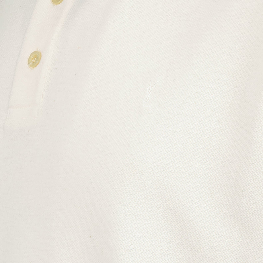 Saint Laurent, Polo Cassandre, cotton piqué polo, luxury men wear, white polo shirt