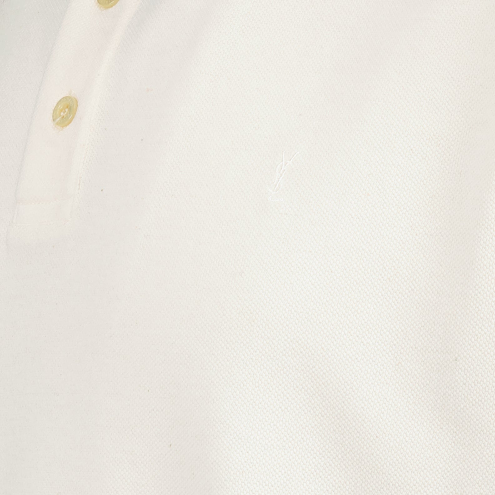 Saint Laurent, Polo Cassandre, cotton piqué polo, luxury men wear, white polo shirt