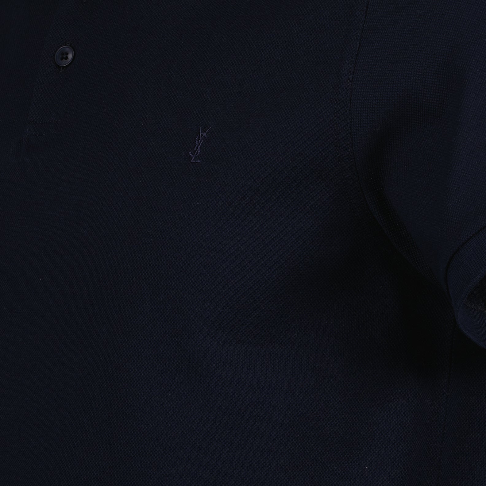 Saint Laurent polo, cotton piqué polo, luxury men’s polo, navy polo shirt, high-end men's fashion