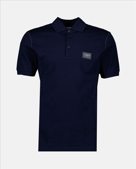 Men's Blue Polo, Dolce & Gabbana, Piqué Cotton, Luxury Apparel, Elegant Menswear