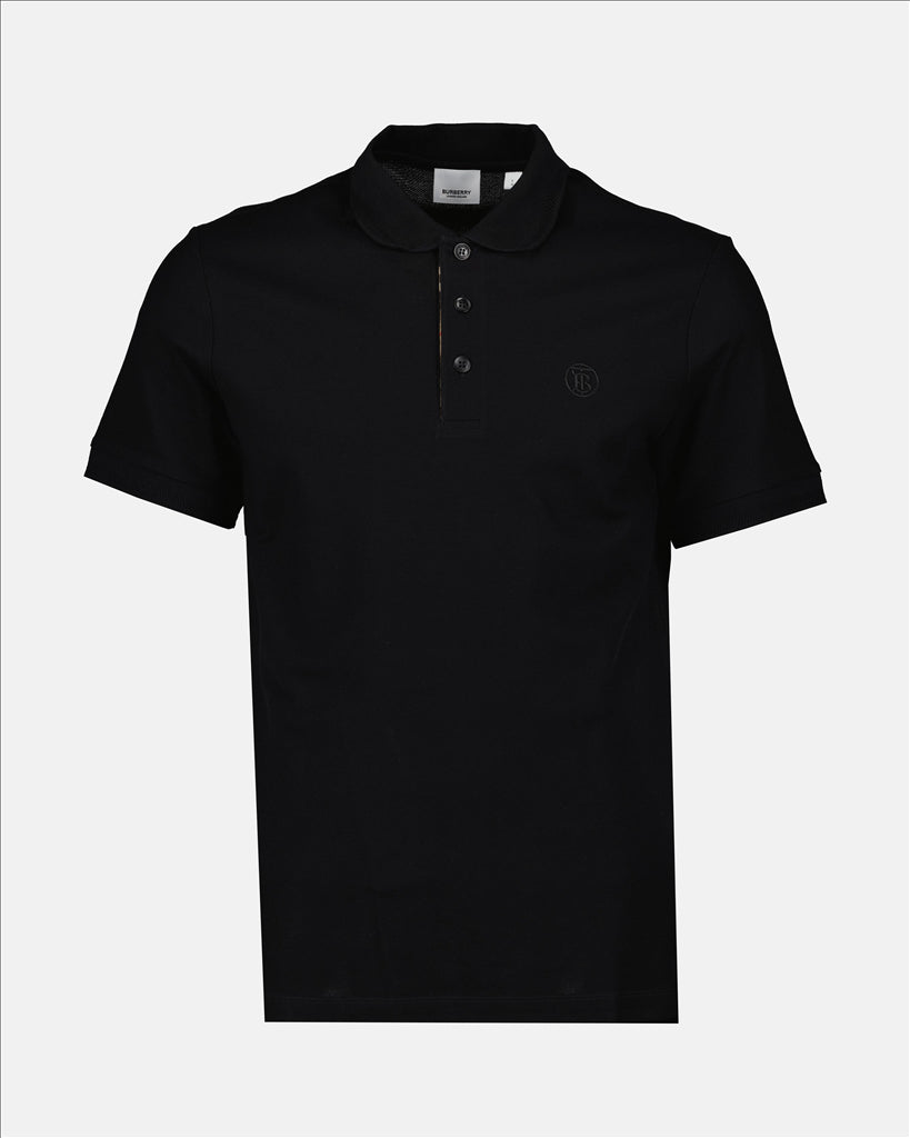 Burberry, Eddie Black Polo, Piqué Cotton, Luxury Men's Fashion, Check Placket