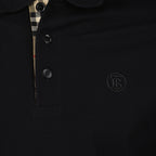 Burberry, Eddie Black Polo, Piqué Cotton, Luxury Men's Fashion, Check Placket