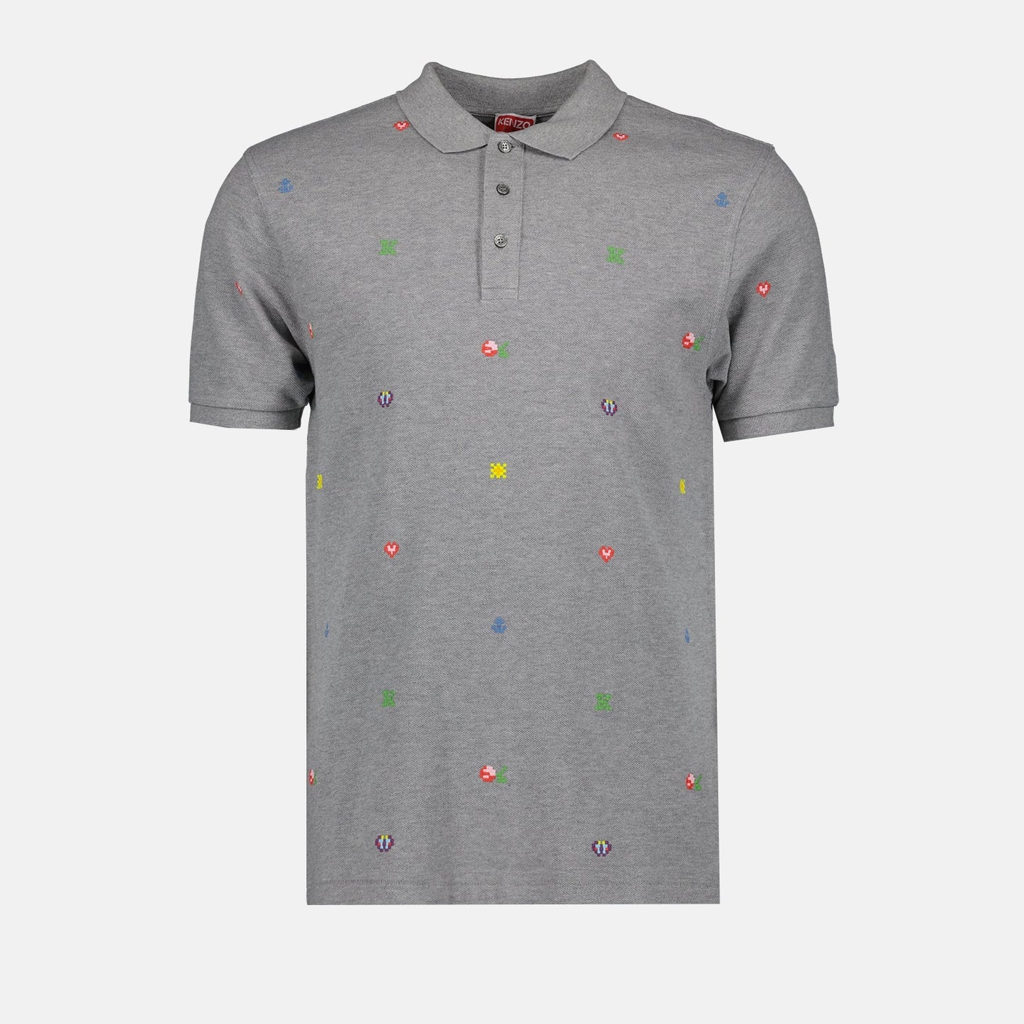 Kenzo, Pixel Grey Polo, Luxury Polo for Men, High-End Fashion, Designer Polo