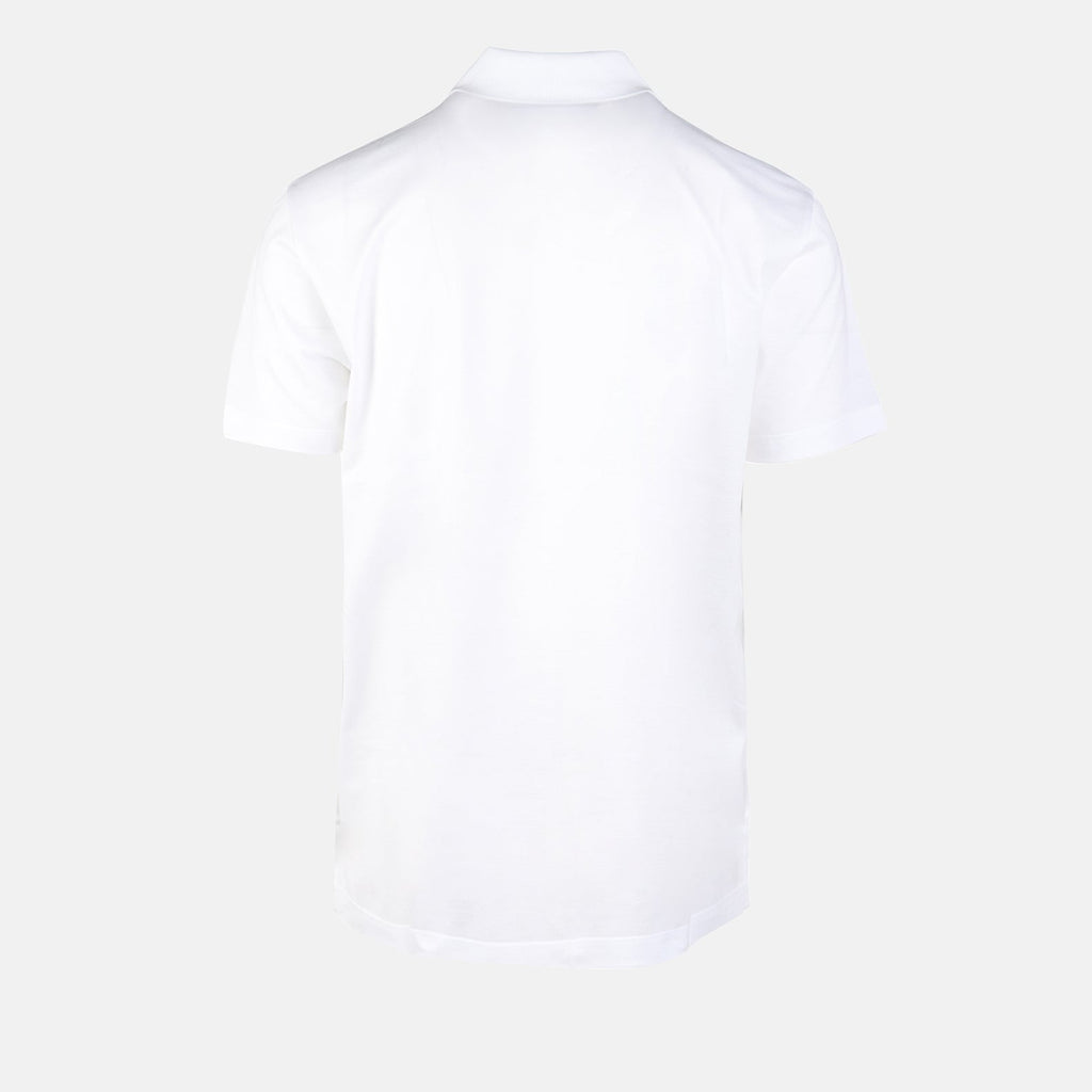 Versace polo, Medusa logo shirt, luxury men's wear, white polo shirt, high-end fashion