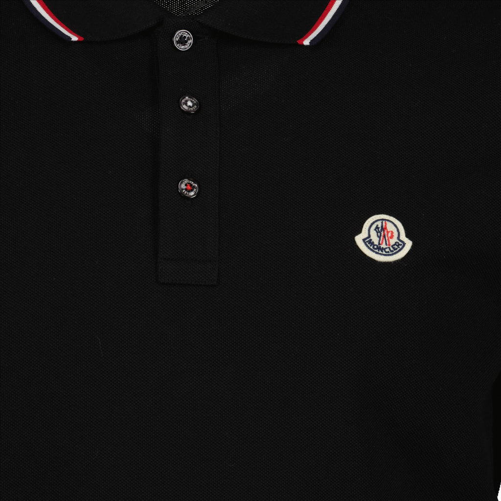 Moncler polo men, Designer polo shirt, Luxury casualwear, Logo trim polo, Men's cotton pique shirt