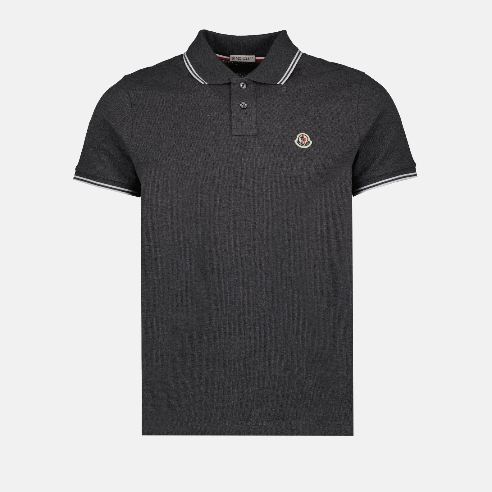 black polo, logo polo, Moncler polo, men's fashion, cotton polo